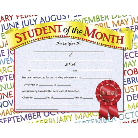 Hayes Student of the Month Certificate, 8.5in x 11in, PK90 VA628